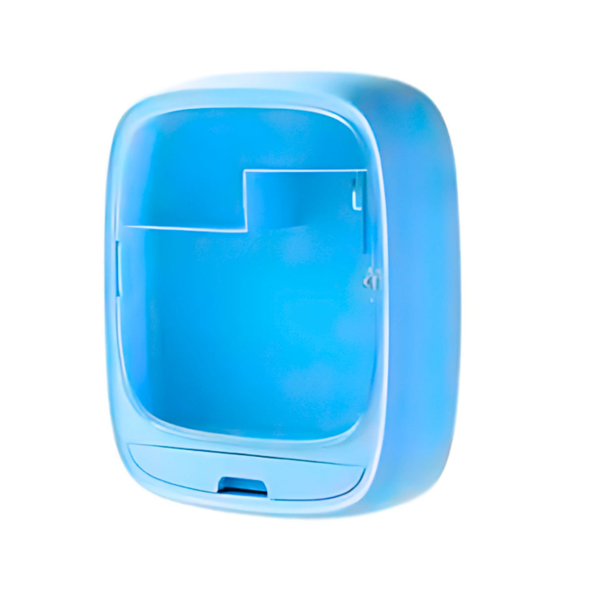 Comestiquero montable celeste de plástico, con múltiples compartimentos para organizar cosméticos y brochas. Ideal para espacios reducidos.-1-4-1