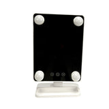 Espejo plegable 360° negro mate con 4 LEDs, ideal para maquillaje detallado y cuidado personal, compacto y portátil.-3