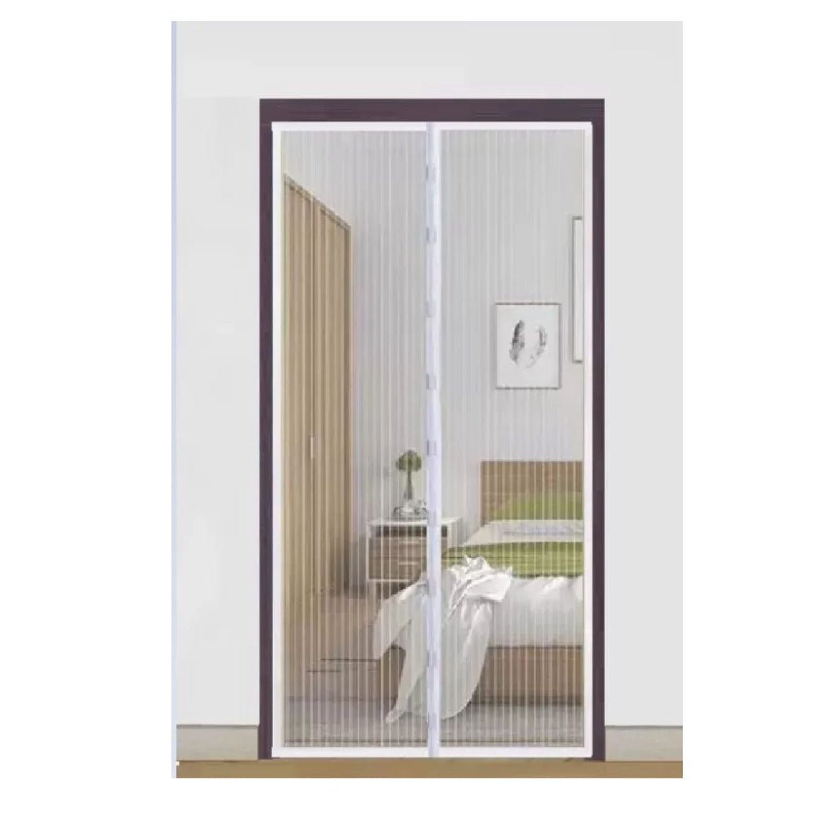 Malla ventana magnética blanca de poliéster de 210 cm, resistente a insectos y fácil instalación, ideal para ventilación en hogares.-1