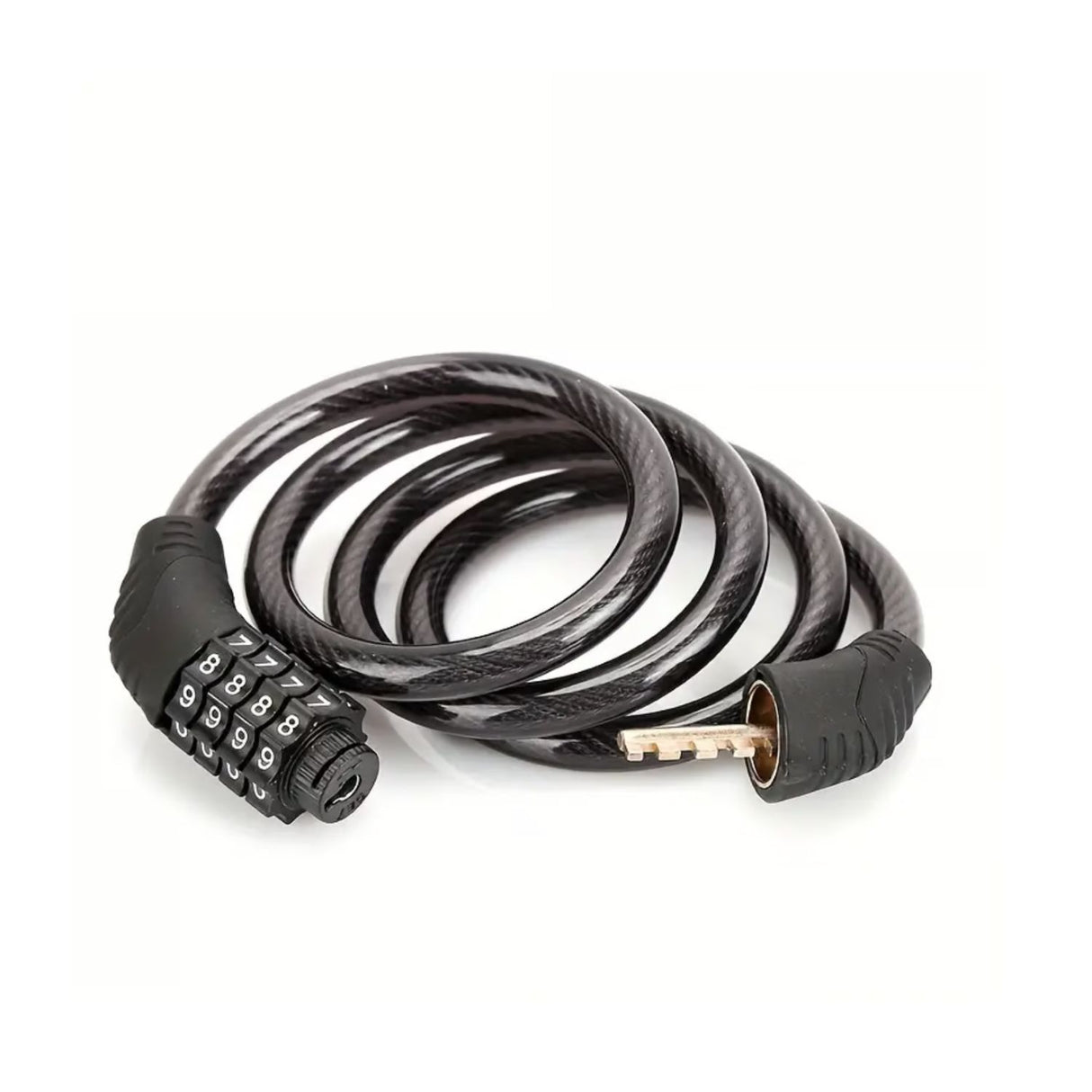 Candado de bicicleta negro de 20 cm, acero resistente, compacto y ligero, ideal para asegurar bicicletas en espacios públicos.-1-1-1