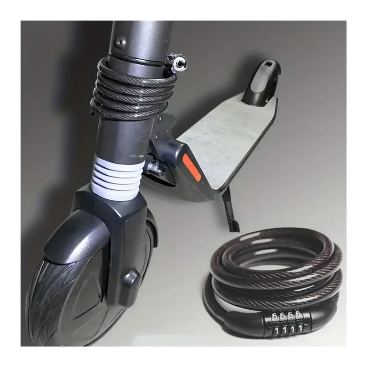 Candado de bicicleta negro de 20 cm, acero resistente, compacto y ligero, ideal para asegurar bicicletas en espacios públicos.-1-3-1