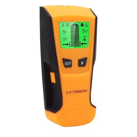 Escáner digital detector de pared 3 en 1, color naranja, compacto y resistente, ideal para localizar madera, metal y electricidad en paredes.-1-1-1