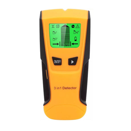 Escáner digital detector de pared 3 en 1, color naranja, compacto y resistente, ideal para localizar madera, metal y electricidad en paredes.-1-2-1