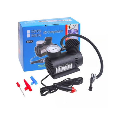 Air Compresor DC 12V portátil negro, inflado rápido para neumáticos y juguetes, diseño compacto y ergonómico, ideal para viajes.-1-2-1