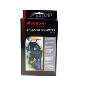Organizador de asiento de auto negro de poliéster impermeable, 60x40 cm, con múltiples compartimentos para viajes ordenados.-2