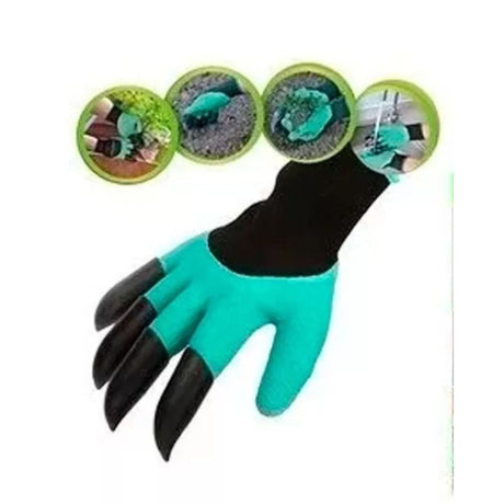 Guantes tipo garra de jardín verdes de 33 cm, resistentes a cortes, ideales para excavar y plantar con comodidad.-1