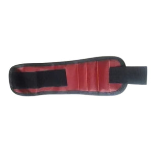 Muñequera magnética negra de 34 cm, fabricada en tela resistente, sujeta tornillos y herramientas pequeñas con imanes potentes.-4