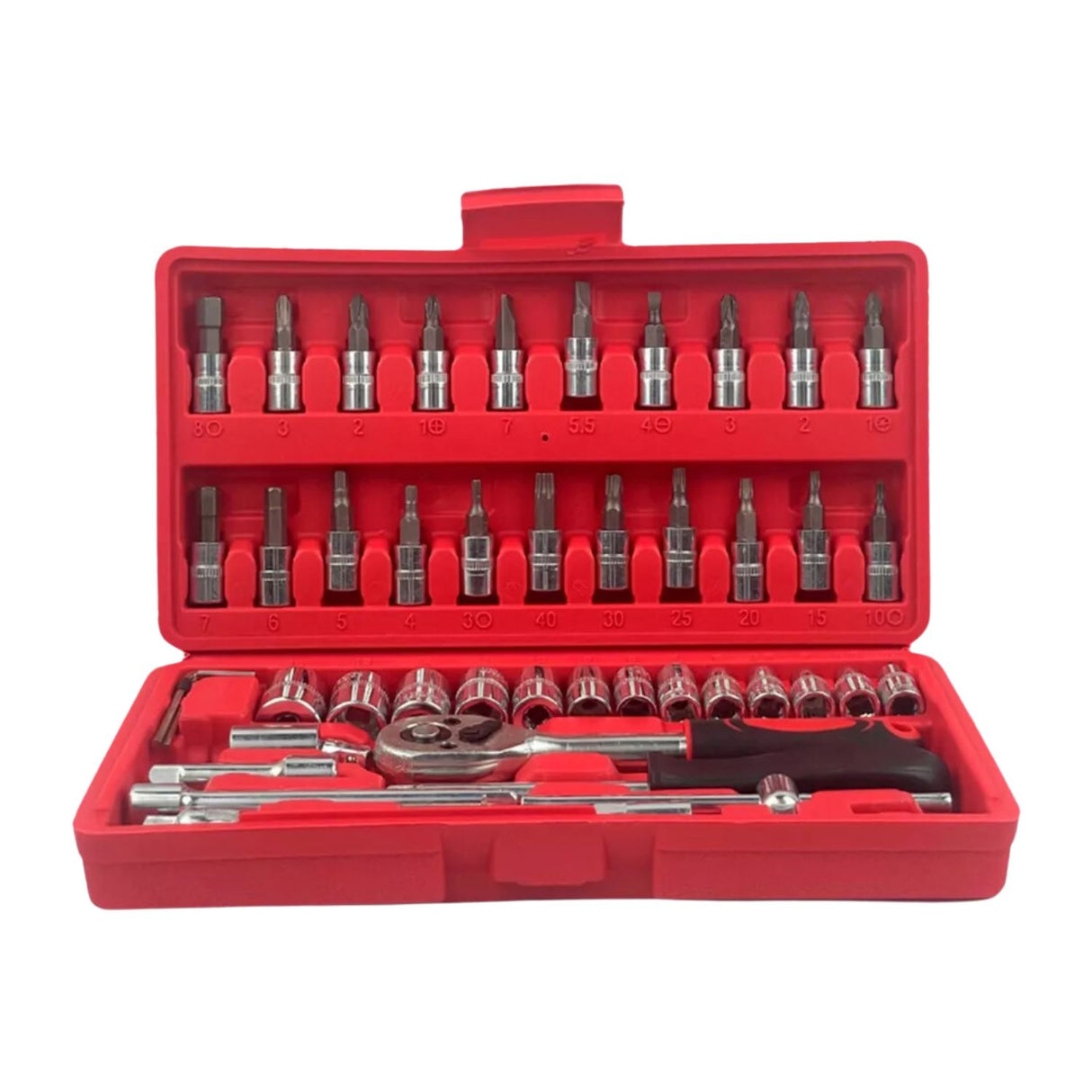 Kit de dados de 46 piezas en plata brillante, fabricados en plástico acrílico, ideales para juegos de mesa y rol, duraderos y portátiles.-1-4-1