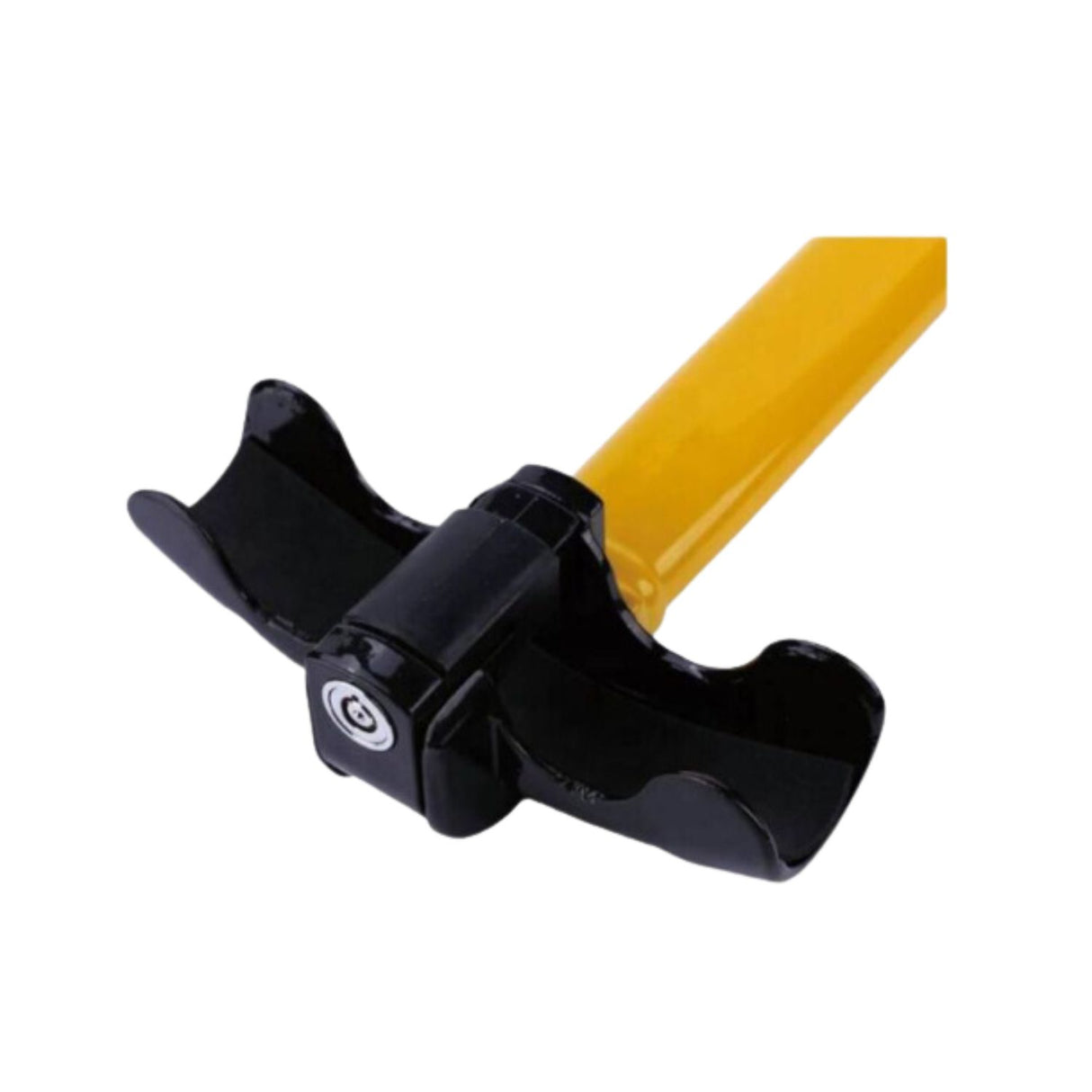 Traba volante amarilla de 36 cm, metálica y resistente, ideal para prevenir robos en vehículos. Diseño ergonómico y fácil de usar.-3