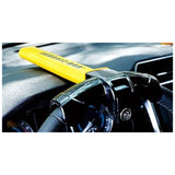 Traba volante amarilla de 36 cm, metálica y resistente, ideal para prevenir robos en vehículos. Diseño ergonómico y fácil de usar.-4