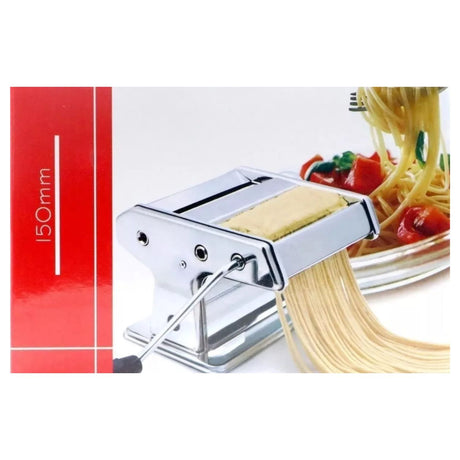 Máquina de Pasta Manual de 17cm en plata, acero inoxidable, con rodillo ajustable para hacer pasta fresca en casa.-1-2-1