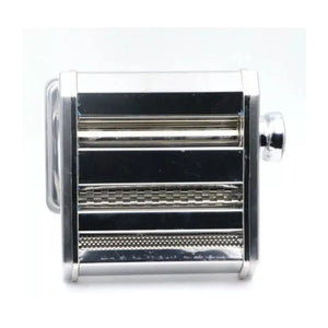 Máquina de Pasta Manual de 17cm en plata, acero inoxidable, con rodillo ajustable para hacer pasta fresca en casa.-1-3-1