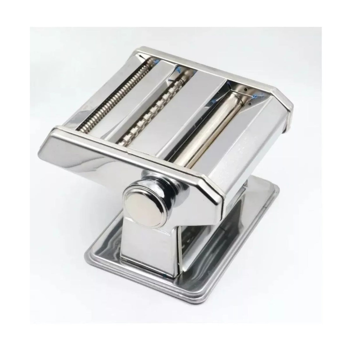 Máquina de Pasta Manual de 17cm en plata, acero inoxidable, con rodillo ajustable para hacer pasta fresca en casa.-1-4-1