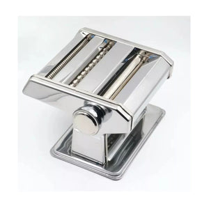 Máquina de Pasta Manual de 17cm en plata, acero inoxidable, con rodillo ajustable para hacer pasta fresca en casa.-1-4-1