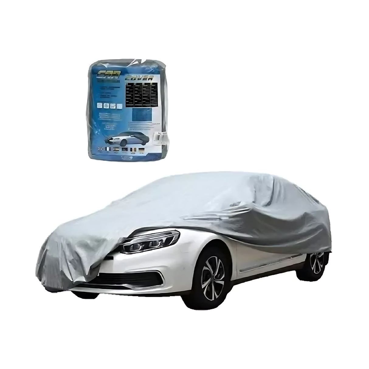 Cobertor de vehículo gris impermeable de 480 cm, resistente a agua y rayos UV, ideal para proteger coches en exteriores e interiores.-1-3-1