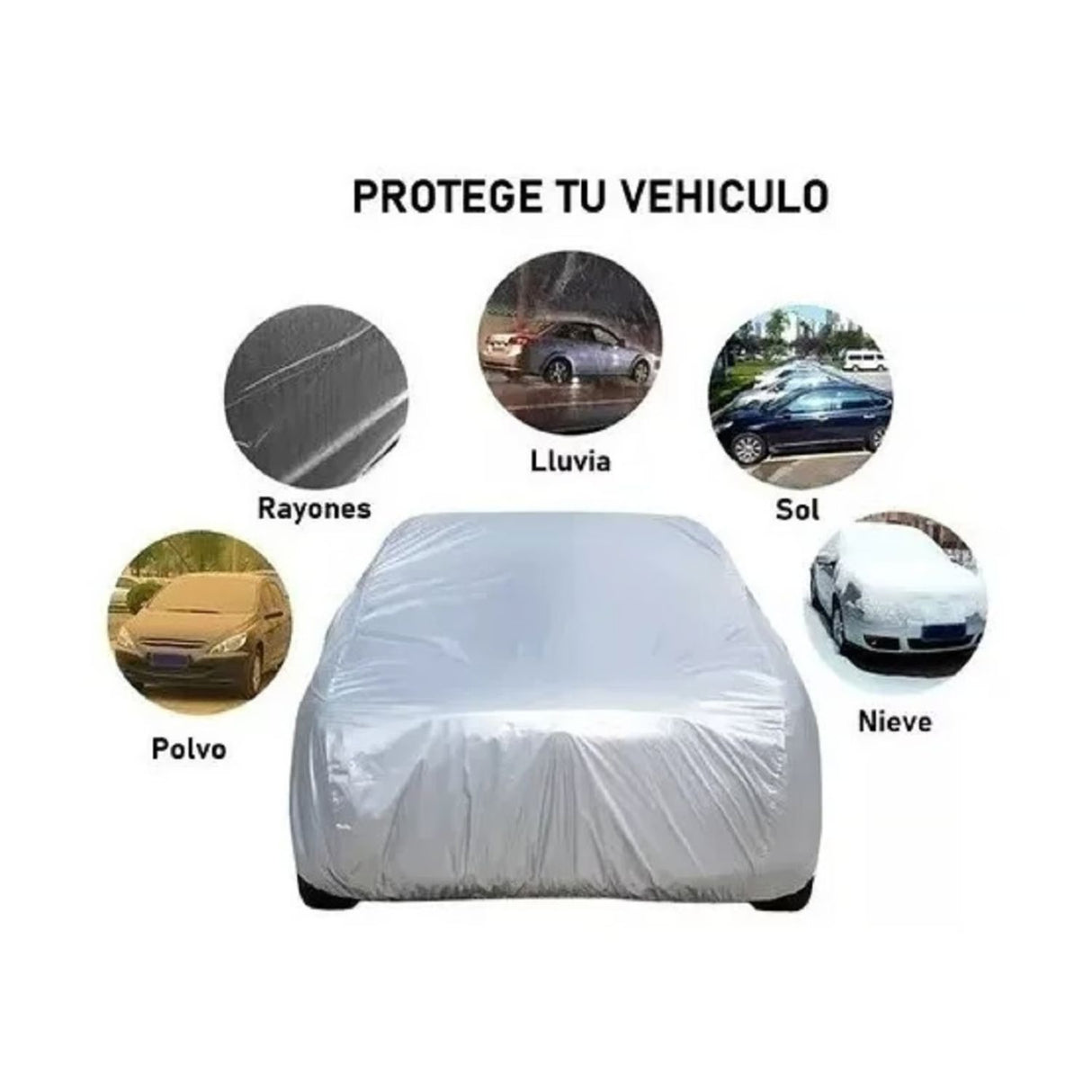 Cobertor de vehículo gris impermeable de 480 cm, resistente a agua y rayos UV, ideal para proteger coches en exteriores e interiores.-4