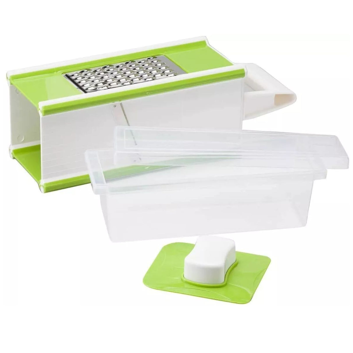 Picador multifuncional de verduras verde de 24 cm, con cuchillas de acero inoxidable y base antideslizante, ideal para cortar y picar fácilmente.-1-4-1