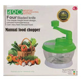 Picador de verduras manual verde de 19 cm, con cuchillas de acero inoxidable y base antideslizante, ideal para picar frutas y hierbas.-2