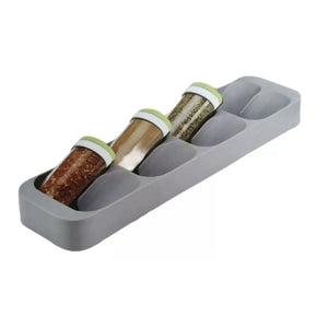 Especiero verde de plástico con 8 frascos herméticos, ideal para organizar especias en cocinas modernas. Diseño compacto y elegante.-1-3-1