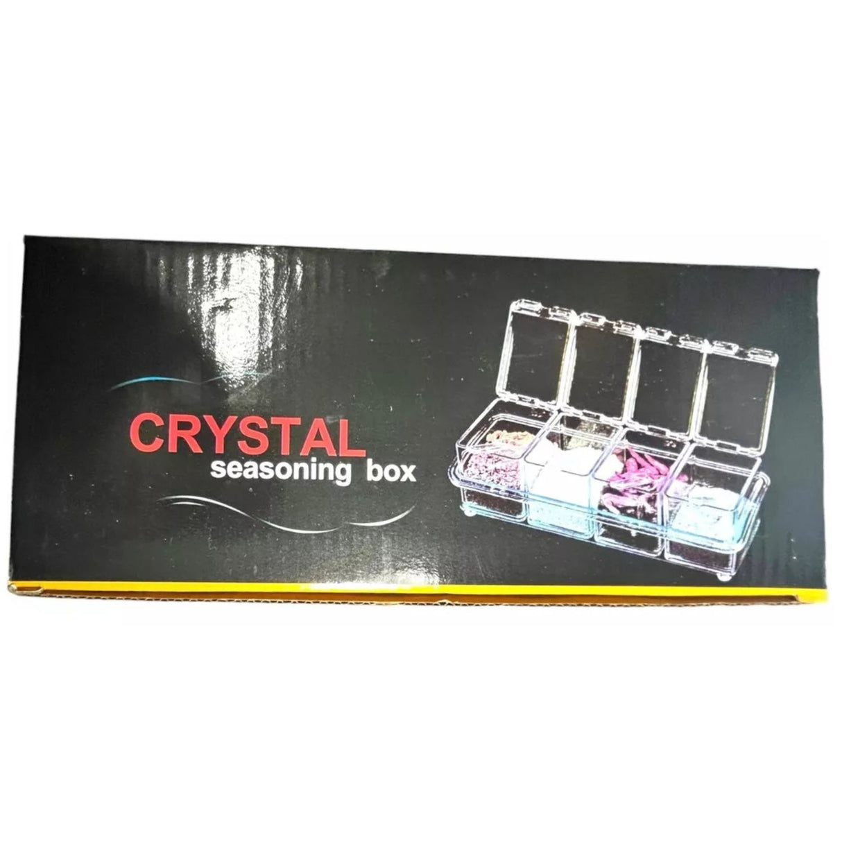 Especiero acrílico transparente de 4 compartimientos, 24 cm, con tapa hermética para mantener especias frescas y organizadas en la cocina.-1-4-1