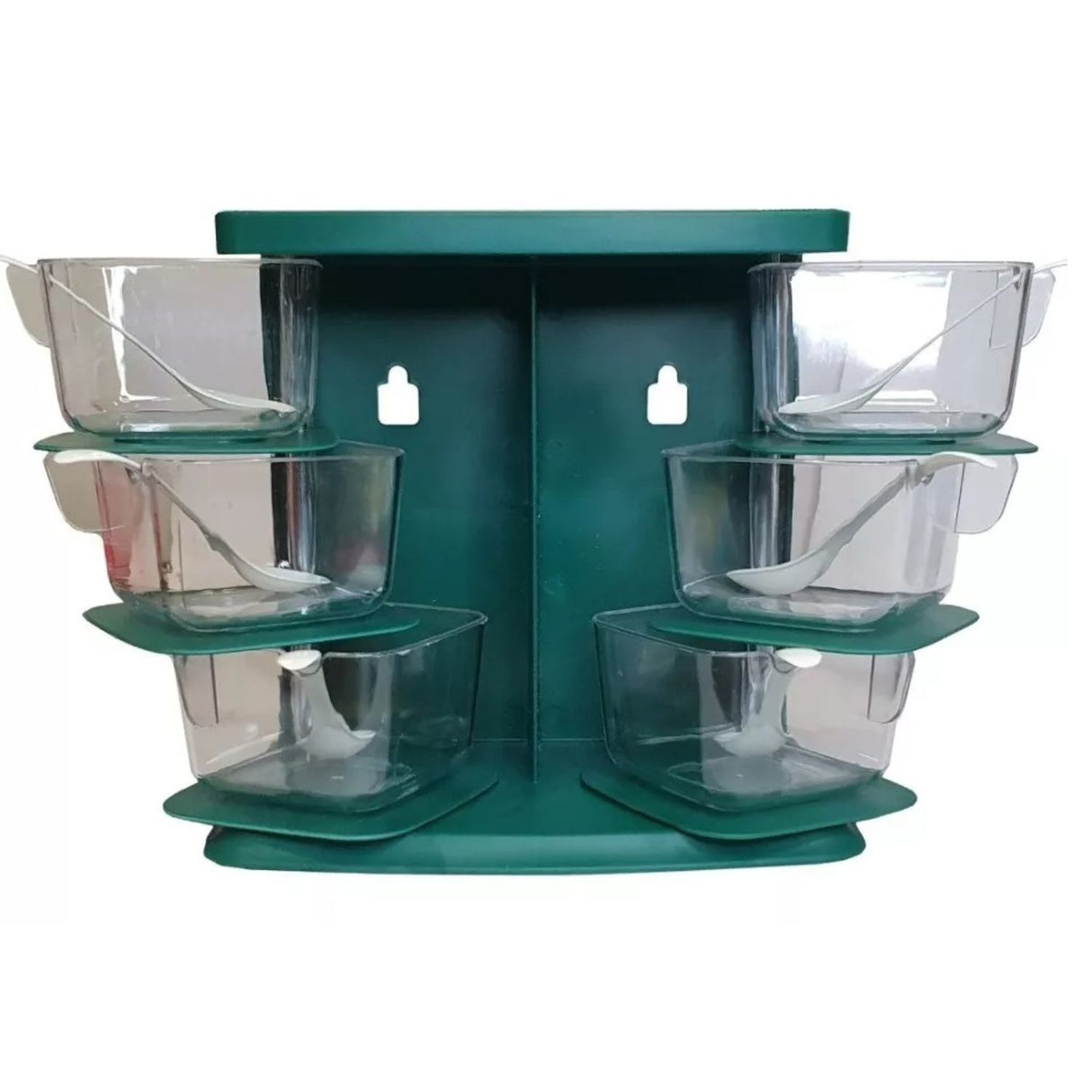 Especiero vertical gris de 6 compartimientos, plástico resistente, ideal para organizar especias y ahorrar espacio en la cocina.-1-2-1