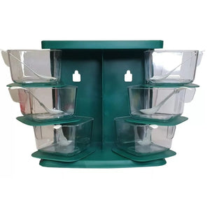 Especiero vertical gris de 6 compartimientos, plástico resistente, ideal para organizar especias y ahorrar espacio en la cocina.-1-2-1
