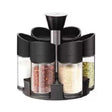 Especiero girador negro de 14 cm con tapa plástica, ideal para organizar especias y mantenerlas frescas. Diseño elegante y funcional.-1-1-1