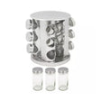 Especiero carrusel plateado de 16 frascos de vidrio, base giratoria para fácil acceso y diseño moderno, ideal para organizar especias.-1-1-1