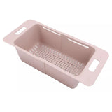 Escurridor de cocina rosa de 48 cm, plástico resistente, ideal para lavar y escurrir verduras y frutas con drenaje eficiente.-1