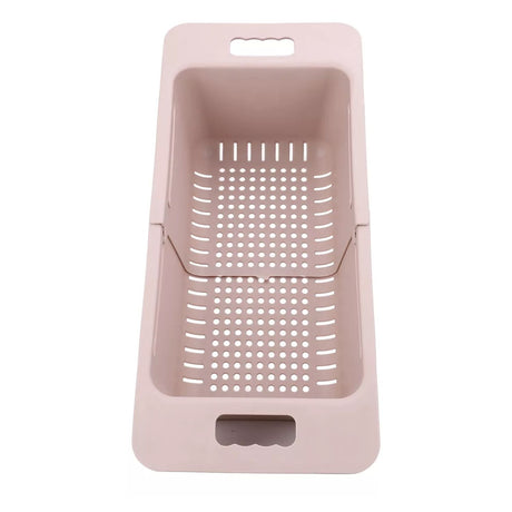 Escurridor de cocina rosa de 48 cm, plástico resistente, ideal para lavar y escurrir verduras y frutas con drenaje eficiente.-1-2-1
