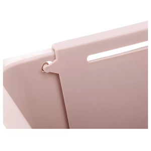 Escurridor de cocina rosa de 48 cm, plástico resistente, ideal para lavar y escurrir verduras y frutas con drenaje eficiente.-1-3-1