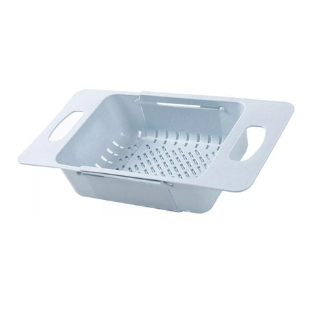 Escurridor de cocina celeste de 48 cm, plástico duradero, ideal para escurrir frutas, verduras y pastas con diseño ergonómico.-1-2-1