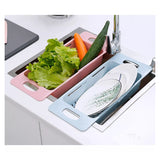 Escurridor de cocina celeste de 48 cm, plástico duradero, ideal para escurrir frutas, verduras y pastas con diseño ergonómico.-4