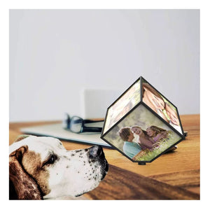 Cubo rotativo 360° negro de plástico ABS, ideal para exhibir imágenes y productos con rotación silenciosa y diseño compacto.-1-4-1