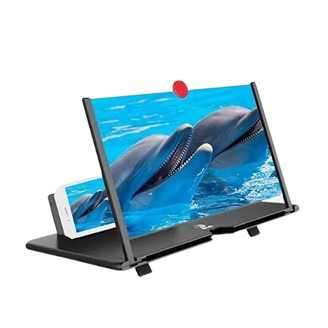 Soporte amplificador de imagen negro de 27 cm, fabricado en plástico y vidrio templado, ideal para pantallas de hasta 15 kg.-1-2-1