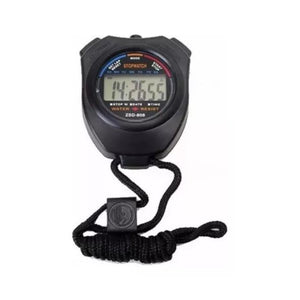 Reloj deportivo cronómetro de 8 cm, negro con detalles en azul, resistente al agua y golpes, ideal para entrenamientos fitness.-1-1-1