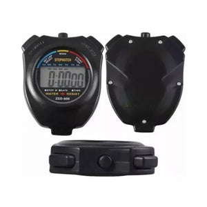 Reloj deportivo cronómetro de 8 cm, negro con detalles en azul, resistente al agua y golpes, ideal para entrenamientos fitness.-1-3-1