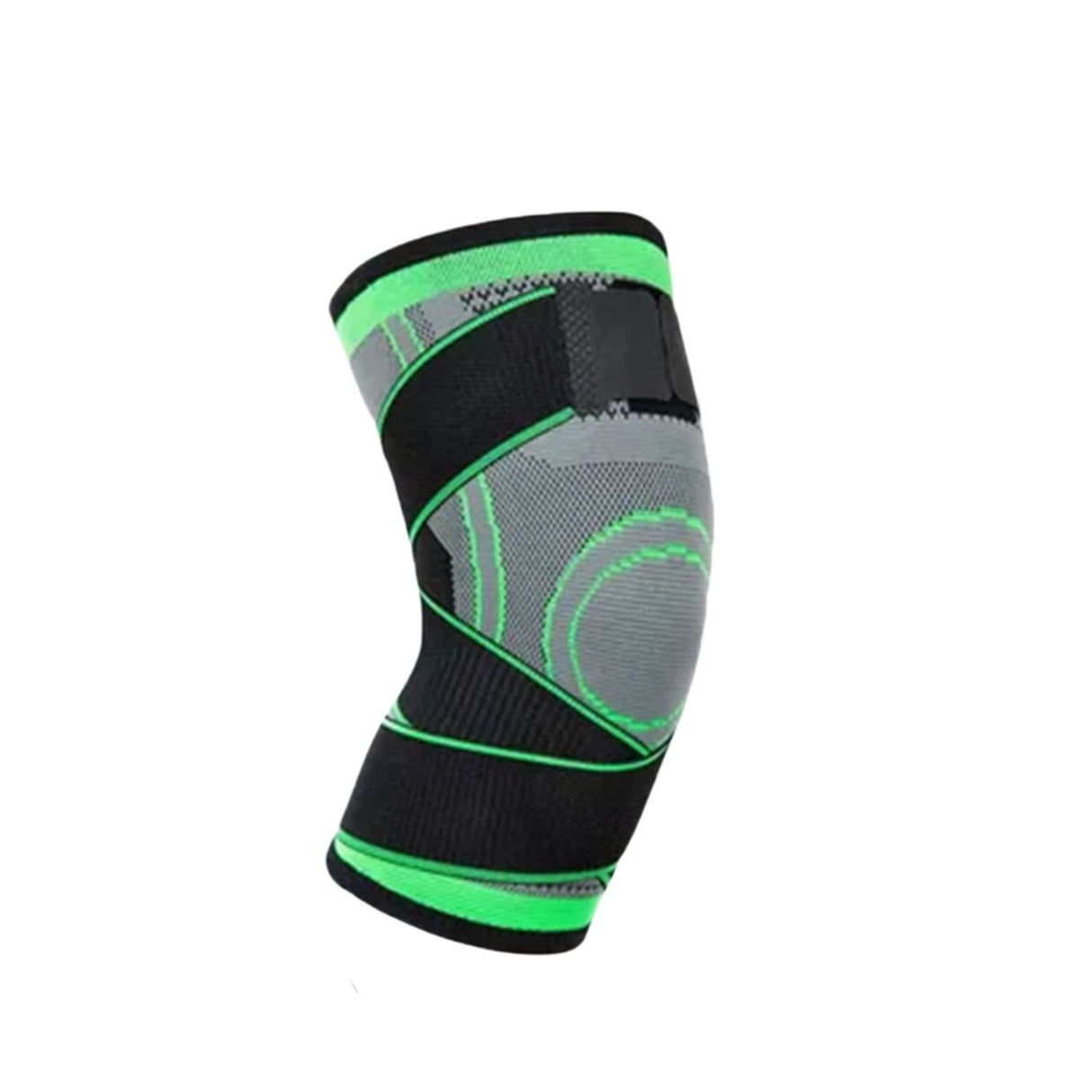 Rodillera elástica verde de 15 cm, transpirable y ajustable, ideal para soporte en deportes y uso diario.-1-3-1