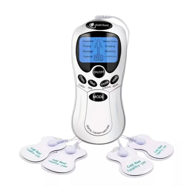 Parches Electro Físicos Terapéuticos de 16 cm en gris, fabricados con gel hipoalergénico, alivian el dolor y estimulan músculos.-1-1-1
