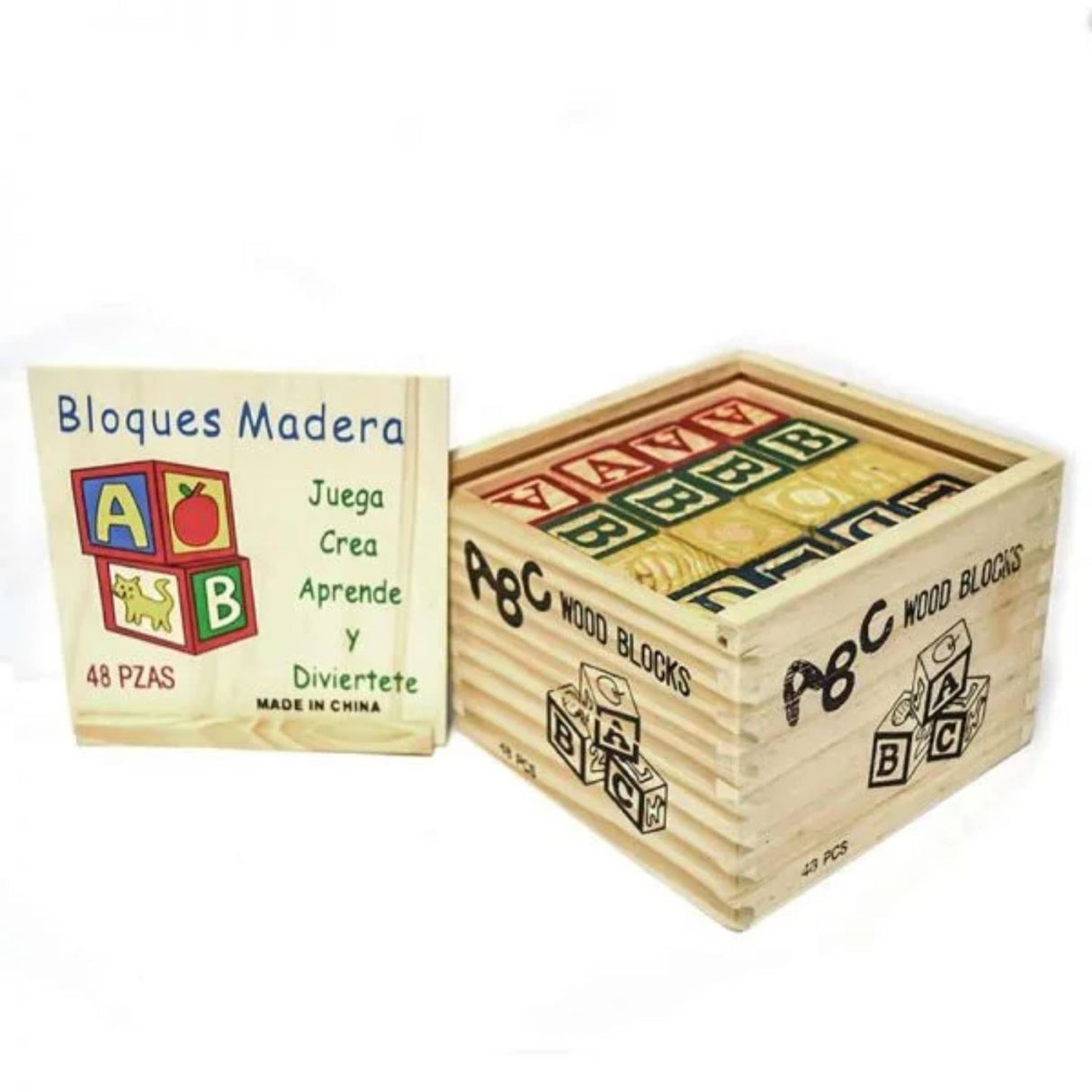 Set de 48 Cubos de Madera con Letras y Números para Niños | Disparo.cl