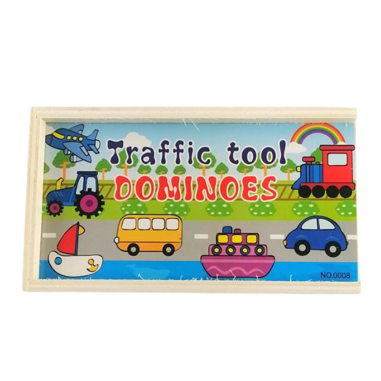 Juego Didáctico de Dominó Vehiculos de Madera de 28 Piezas