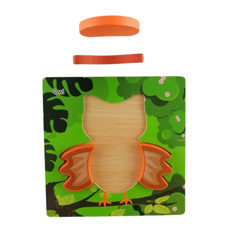 Puzzle de Madera Buho 15x15cm Para Niños de +3