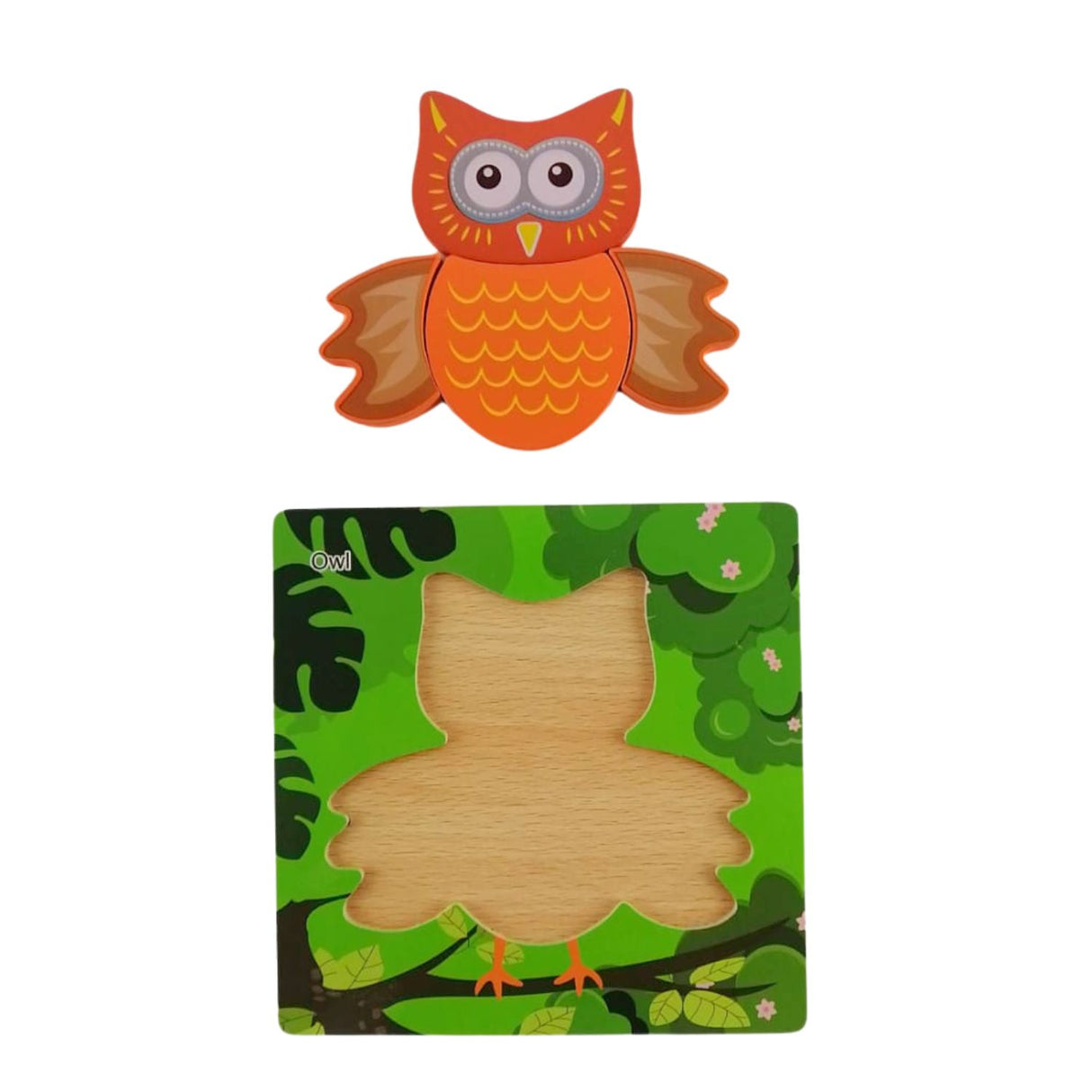 Puzzle de Madera Buho 15x15cm Para Niños de +3