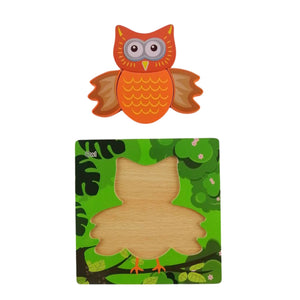 Puzzle de Madera Buho 15x15cm Para Niños de +3