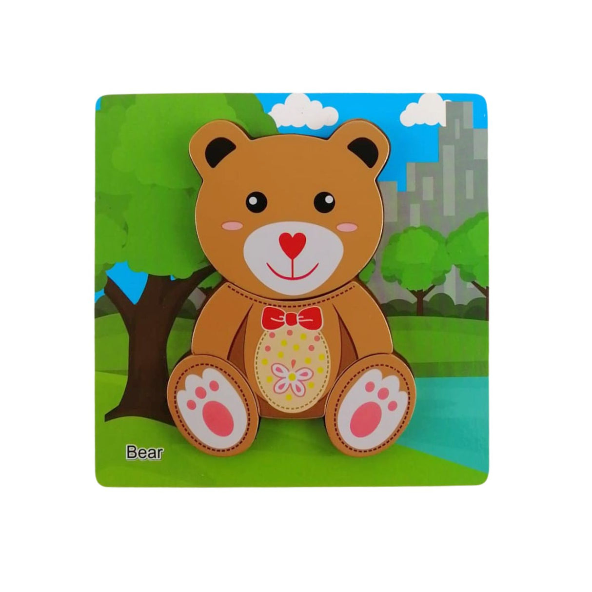 Puzzle de Madera Oso 15x15cm Para Niños de +3