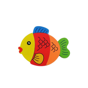 Puzzle de Madera Peces 15x15cm Para Niños de +3 | Disparo.cl