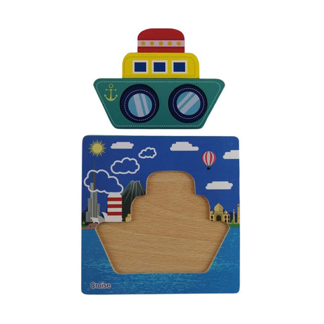 Puzzle de Madera Barco 15x15cm Para Niños de +3