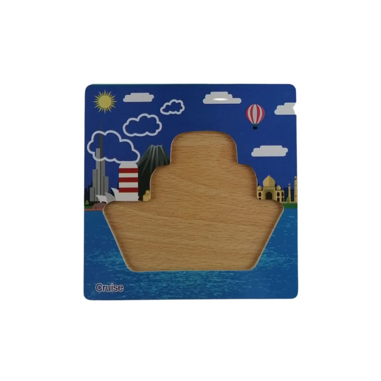 Puzzle de Madera Barco 15x15cm Para Niños de +3