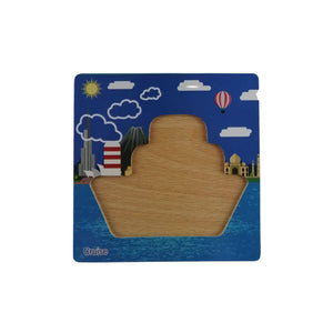Puzzle de Madera Barco 15x15cm Para Niños de +3