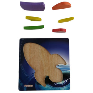 Puzzle de Madera Cohete 15x15cm Para Niños de +3